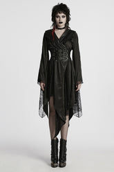 Black Long Sleeves Stitching Lace Irregular Women's Gothic Dress